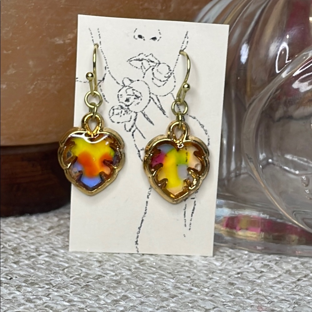 Handmade Stained Glass Leaf Earrings